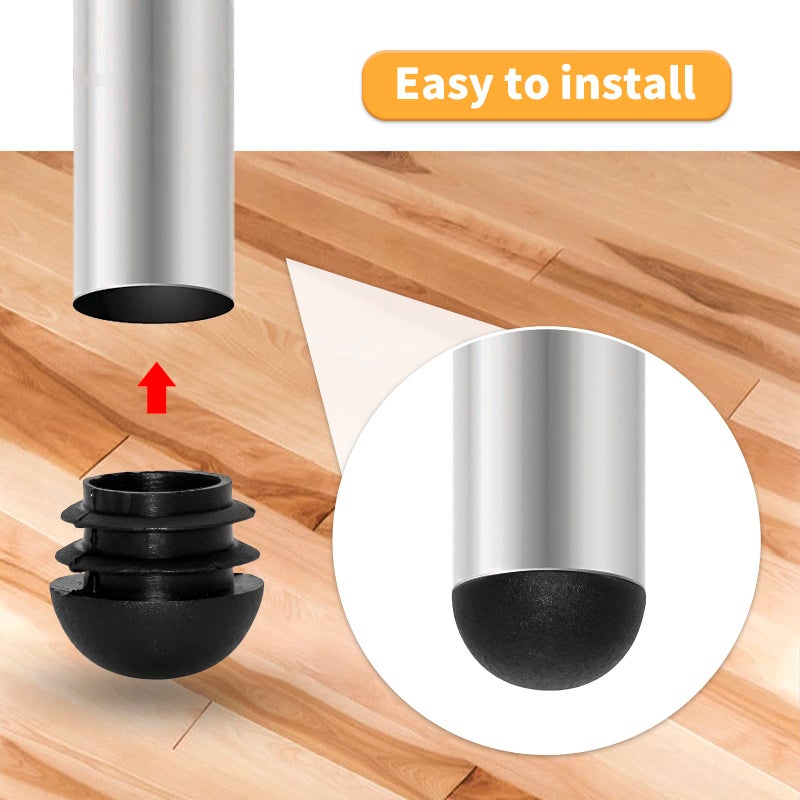 Flyshop 16-Pack 1-1/4", 32 mm OD Black Plastic End Caps Round Tube Inserts Furniture Glides for Tables and Chairs - Image 3